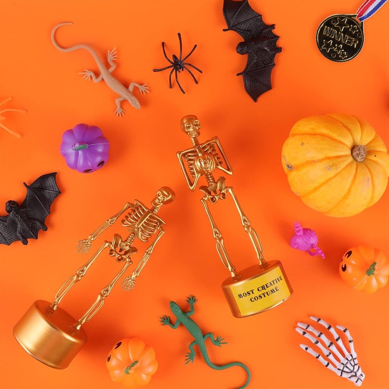 ASONA 12 Pcs Halloween Trophy Awards, 6 Skeleton Trophies 6 Award Medals 1 Marker Pen, Costume Contest Trophies for Kids Adults, Halloween Party Supplies, Table Decorations Classroom Rewards Treats for Kids - Image 4